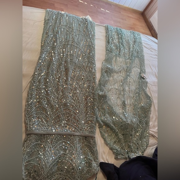 Dubai Arabia Nude Mermaid Long Cape Luxury Evening Dresses Gowns - Picture 15 of 16